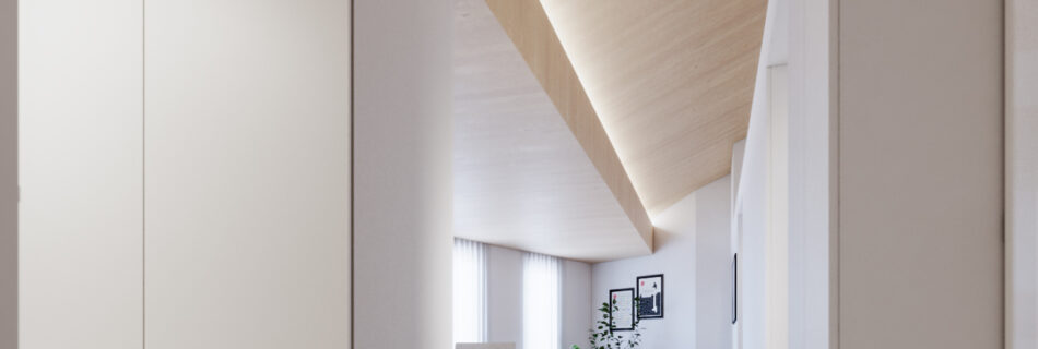 3D render of Casapietrosa modern apartment living room, photorealistic luxury residential interior visualization