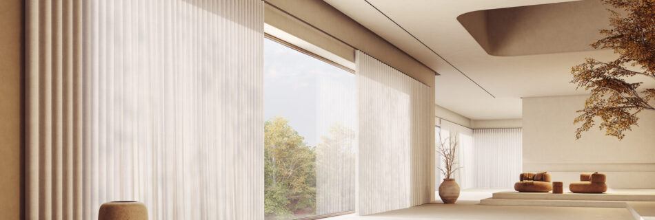 Floor-to-ceiling sheer curtains in a luxury residential interior